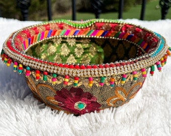 COLORFUL Wedding Basket, Indian Wedding Tray, Garba Tray, Nikkah Tray, Mehndi Tray, Basket, Diwali Gift, Haldi Tray, Thaal, Sangeet Tray