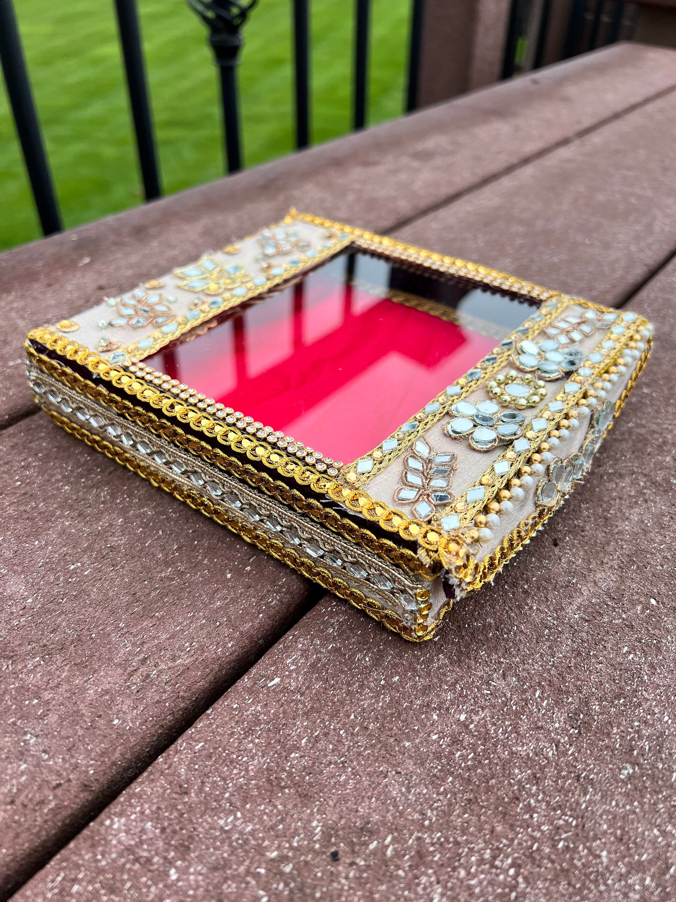 Gold Indian Jewelry Box, Bridal Jewelry Box, WINDOW Gift Boxes