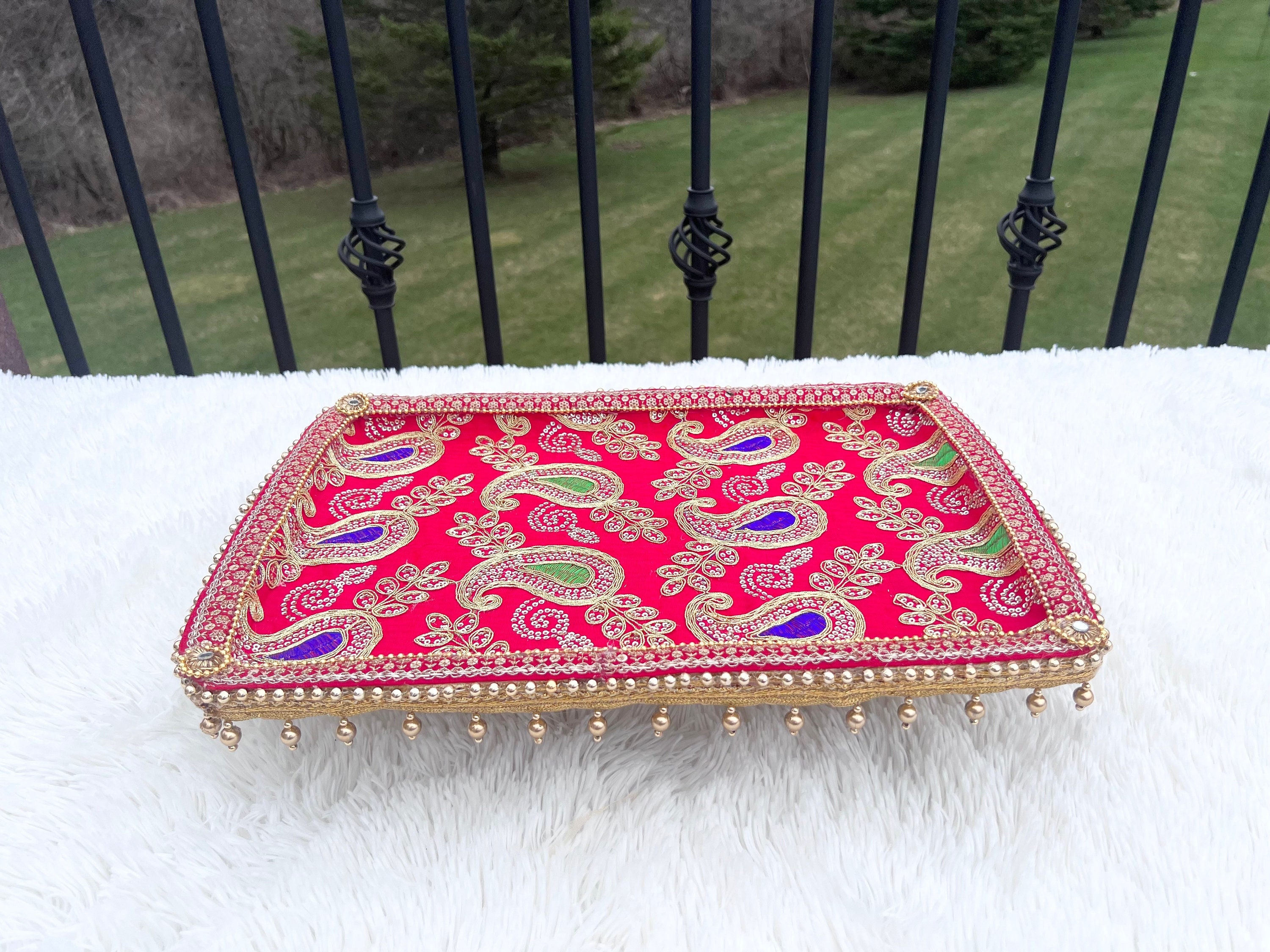 RED Indian Wedding Tray, Henna Cones Tray, Indian Wedding Decor, Mehndi