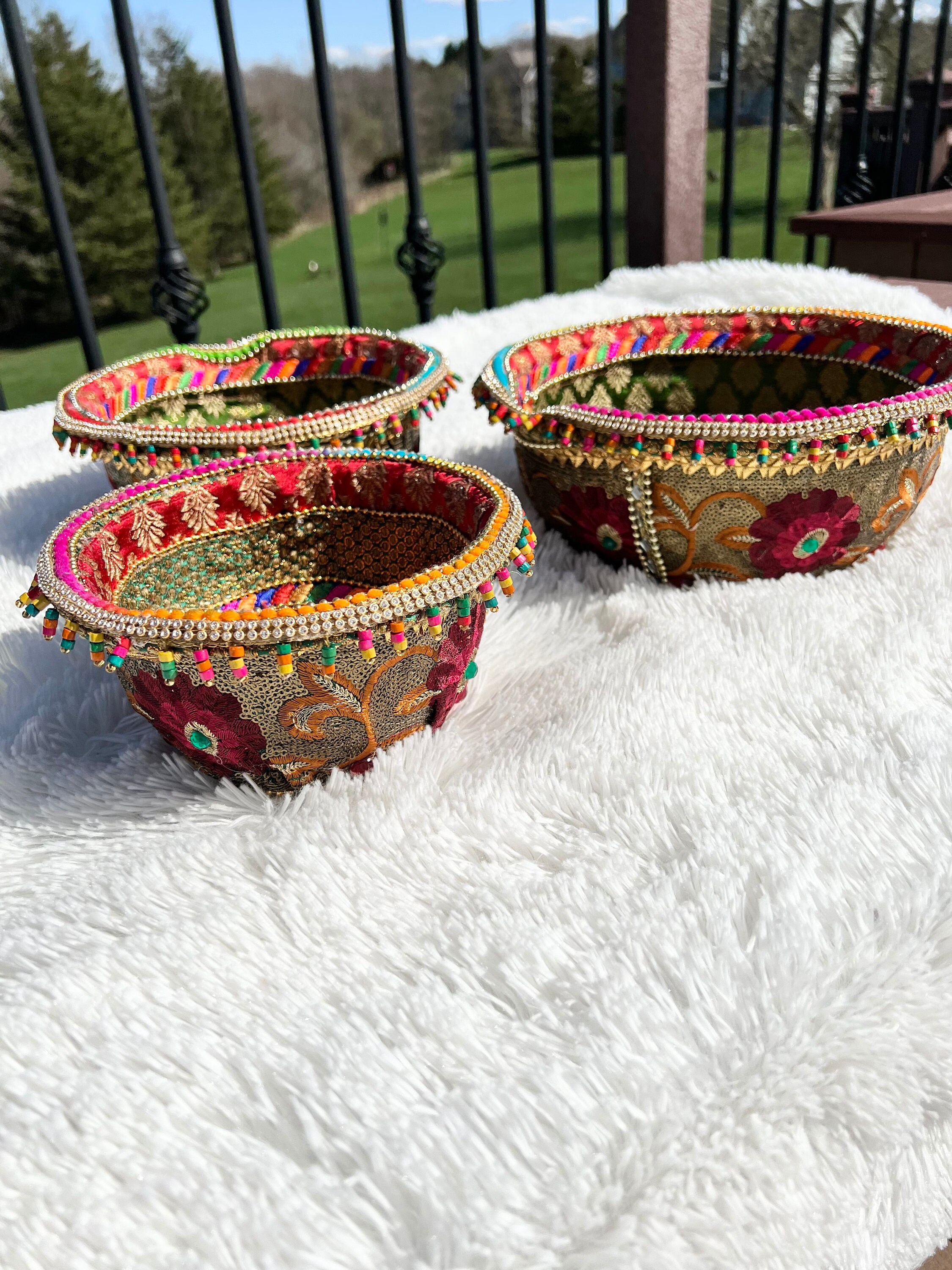 COLORFUL Wedding Basket, Indian Wedding Tray, Garba Tray, Nikkah Tray ...