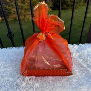 Fancy Net Gift Hamper Basket, Wedding Tray, Henna Cones Tray, Indian wedding Decor Mehndi Diwali Hamper, Colorful Basket Indian Clothes Tray