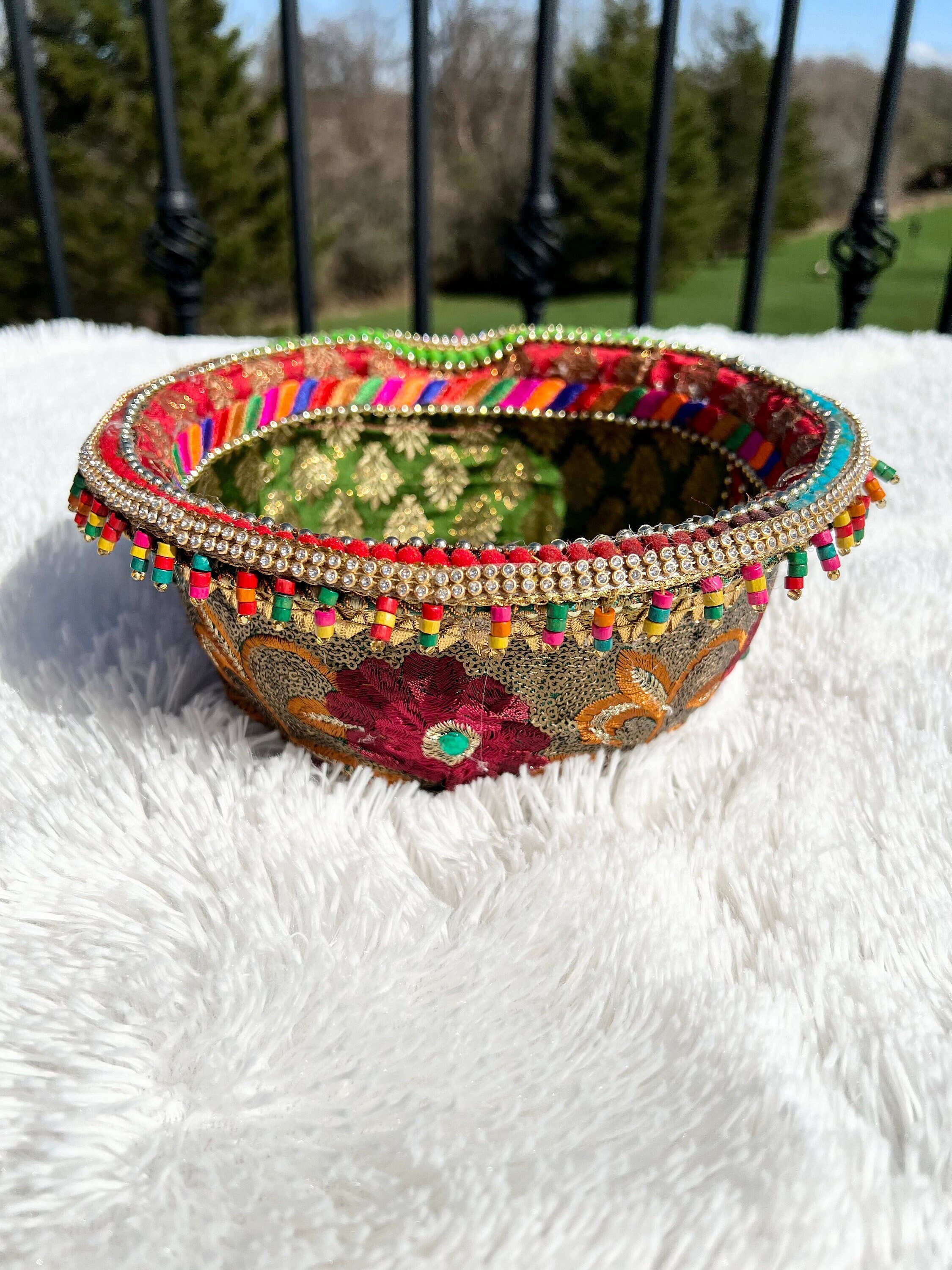 COLORFUL Wedding Basket, Indian Wedding Tray, Garba Tray, Nikkah Tray ...