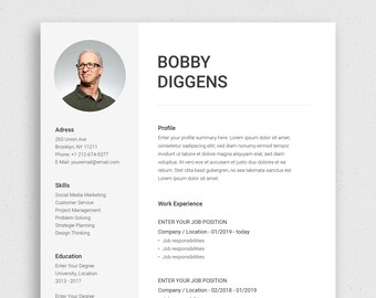 Plantilla de CURRÍCULUM, Plantilla de CV Currículum Profesional Palabra, Currículum con Carta de Presentación, Plantilla de CV Moderno con Foto, Plantilla de CV Business