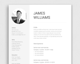 Plantilla de CURRÍCULUM, Plantilla de CV Plantilla de CV Profesional Word, Plantilla de CV creativa con foto Plantillas de CV modernas Descarga instantánea