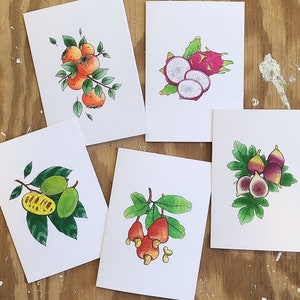 Botanische Früchte Rohlingkarten Set von 5