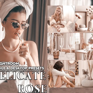 12 Delicate Rose Lightroom Presets, Minimal Mobile Preset, Neutral Pink Desktop LR Filter Lifestyle Theme For Blogger Portrait Instagram