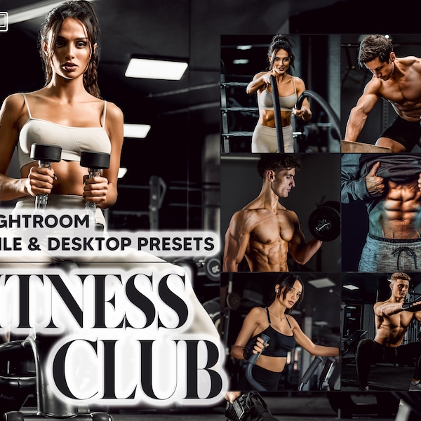 12 Fitness Club Lightroom Presets, Bodybuilding Mobile Preset, Sport Desktop, Lifestyle Blogger Theme For Instagram, LR Filter DNG Portrait