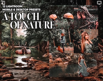 12 A Touch Of Nature Lightroom Presets, Autumn Mobile Preset, Fall Moody Desktop, Lifestyle Portrait Theme Instagram LR Filter DNG Orange