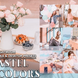 12 Pastel Colors Lightroom Presets, Bright Soft Mobile Preset, Spring Desktop LR Filter DNG Lifestyle Theme For Blogger Portrait Instagram