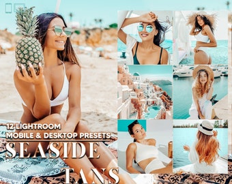 12 Seaside Tans Lightroom Presets, Bright Summer Mobile Preset, Sunkissed Desktop LR Filter Lifestyle Theme For Blogger Portrait Instagram