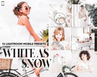 12 Mobile Lightroom Presets, White As Snow Mobile Preset, Bright filter, Blogger Preset, DNG Presets, Lifestyle Preset, Instagram Presets