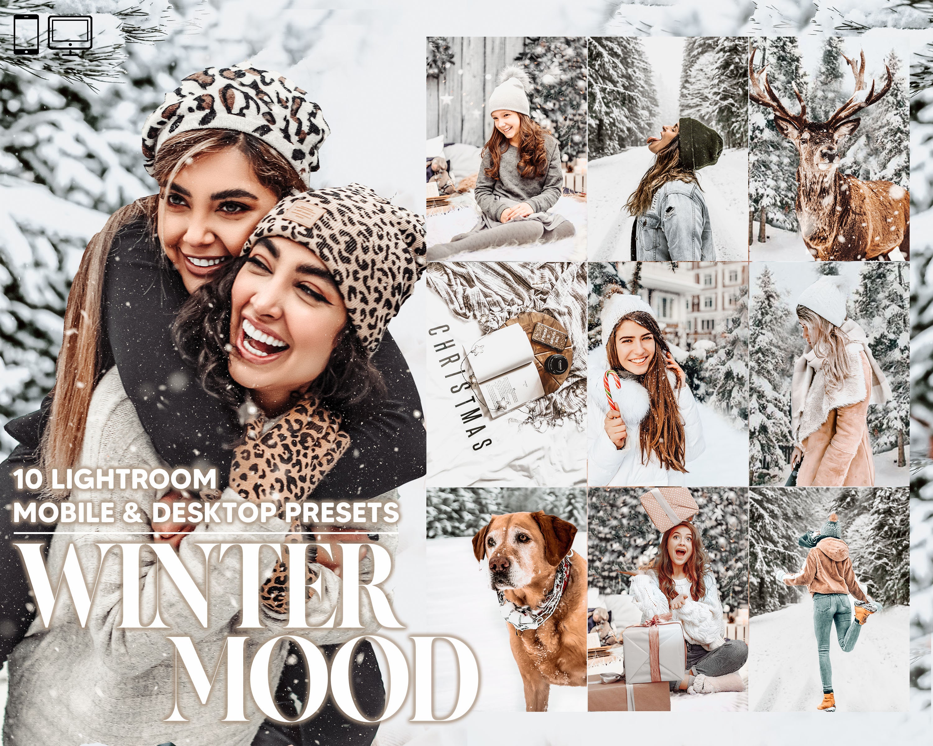 10 Winter Mood Lightroom Presets, Christmas Mobile Preset, Bright Desktop, Blogger And Lifestyle Theme For Instagram LR Filter DNG Portrait