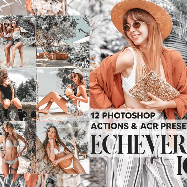 12 Photoshop Actions, Echeveria Ice Ps Action, Grey Green ACR Preset, Spring Ps Filter, Atn Portrait And Lifestyle Theme Instagram, Blogger