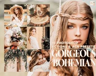 10 Photoshop Actions, Gorgeous Bohemian Ps Action, Bright Wedding ACR Preset, Romantic Ps Filter, Portrait And Lifestyle Theme