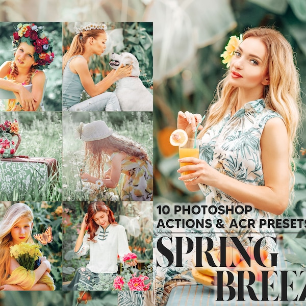 10 Photoshop Actions, Spring Breeze Ps Action, Bright ACR Preset, Warm Girl Ps Filter, Atn Portrait And Lifestyle Theme Instagram, Blogger