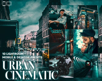 10 Urban Cinematic Lightroom Presets, Moody Film Mobile Preset, City Cinema Desktop Lifestyle Portrait Theme Instagram LR Filter DNG Natural