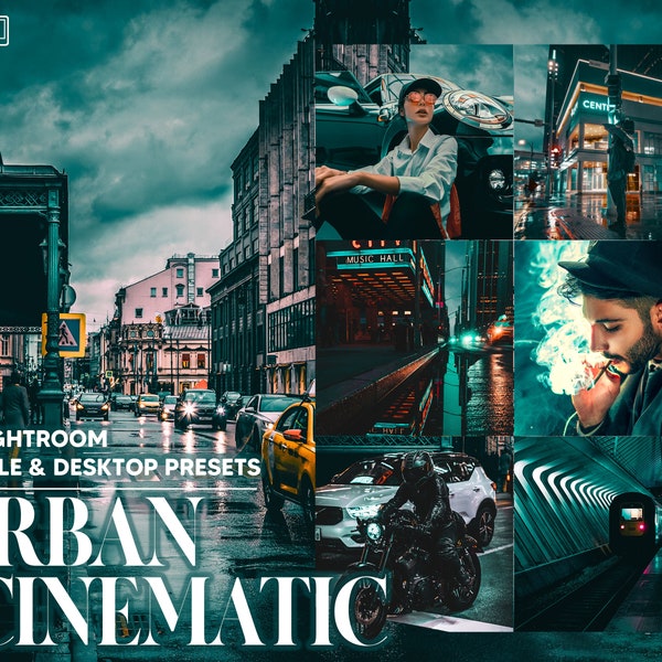 10 Urban Cinematic Lightroom Presets, Moody Film Mobile Preset, City Cinema Desktop Lifestyle Portrait Theme Instagram LR Filter DNG Natural