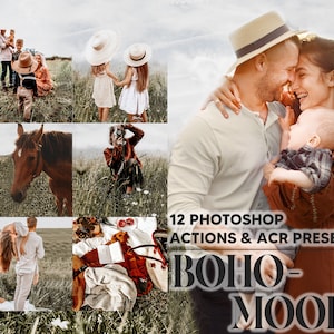 12 Photoshop Actions, Boho-Moody Ps Action, Rustic ACR Preset, Bohemian Ps Filter, Atn Portrait And Lifestyle Theme Instagram, Blogger