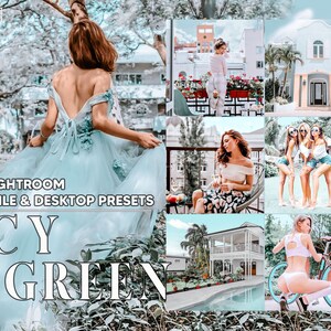 12 Icy Green Lightroom Presets, Cool Tone Mobile Preset, Bright Desktop LR Filter DNG Lifestyle Theme For Blogger Portrait Instagram