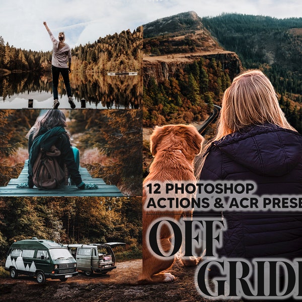 12 Photoshop Actions, Off Gride Ps Action, Moody ACR Preset, Nature Ps Filter, Atn Portrait And Lifestyle Theme For Instagram Blogger