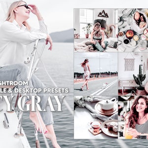 12 Icy Gray Lightroom Presets, Silvery Mobile Preset, Bright Grey Desktop LR Filter DNG Lifestyle Theme For Blogger Portrait Instagram