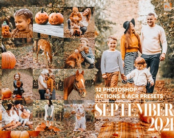 12 Photoshop Actions, September 2021 Ps Action, Pumpkin ACR Preset, Autumn Ps Filter, Atn Portrait And Lifestyle Theme For Instagram Blogger