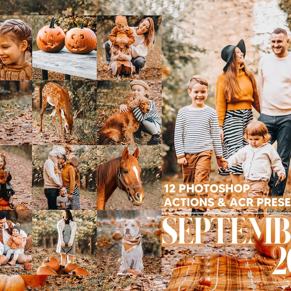 12 Photoshop Actions, September 2021 Ps Action, Pumpkin ACR Preset, Autumn Ps Filter, Atn Portrait And Lifestyle Theme For Instagram Blogger