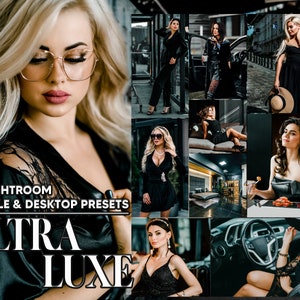 12 Ultra Luxe Lightroom Presets, Luxurious Mobile Preset, Black Luxury Desktop LR Filter Lifestyle Theme For Blogger Portrait Instagram