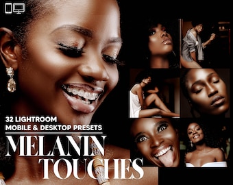 32 Melanin Touches Lightroom Presets, Retouch Mobile Preset, Dark Skin Desktop LR Lifestyle DNG Instagram Chocolate Filter Theme Portrait