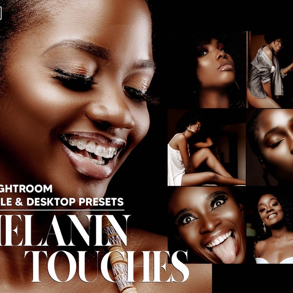 32 Melanin Touches Lightroom Presets, Retouch Mobile Preset, Dark Skin Desktop LR Lifestyle DNG Instagram Chocolate Filter Theme Portrait