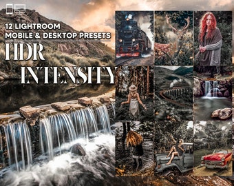 12 HDR Intensity Lightroom Presets, Moody Mobile Preset, Cold Desktop LR Filter DNG Portrait Instagram Theme For Lifestyle, Scheme