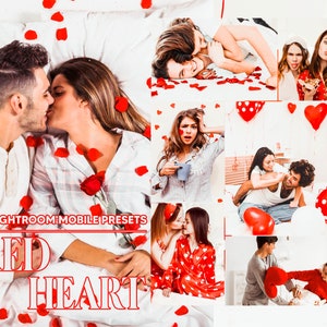 12 mobilnych presetów Lightroom, Red Heart Mobile Preset, Love Filter, Blogger Preset DNG Presets, Lifestyle Preset, Instagram Presets