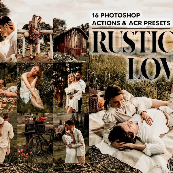 16 Photoshop Actions, Rustic Love Ps Action, Bohemian ACR Preset, Boho Ps Filter, Atn Portrait And Lifestyle Theme For Instagram, Blogger