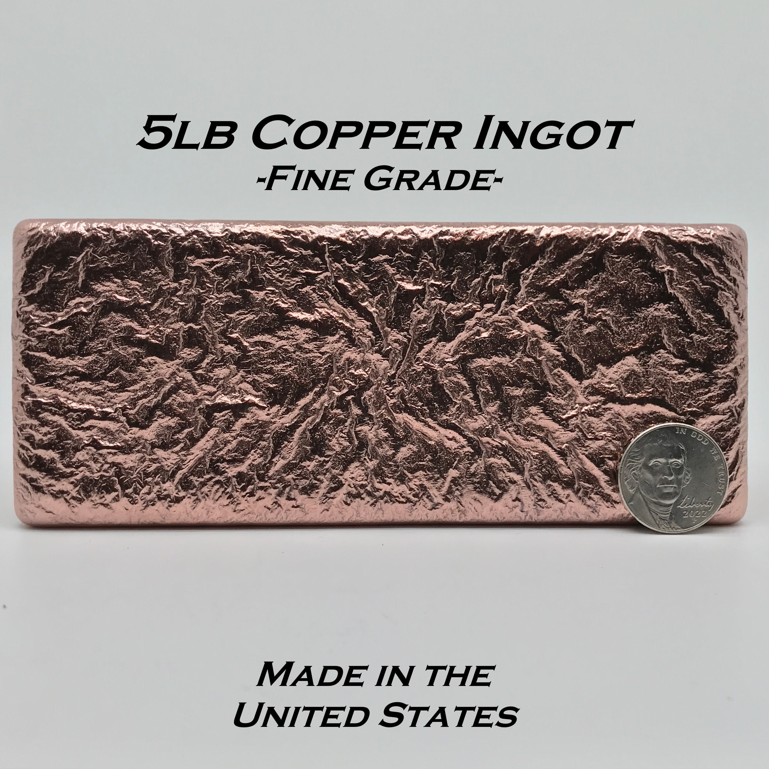 Copper Ingot 999cu 5lb 2.27kg Min. Weight Vacuum Sealed Stamped XRF  Analyzer Verified 