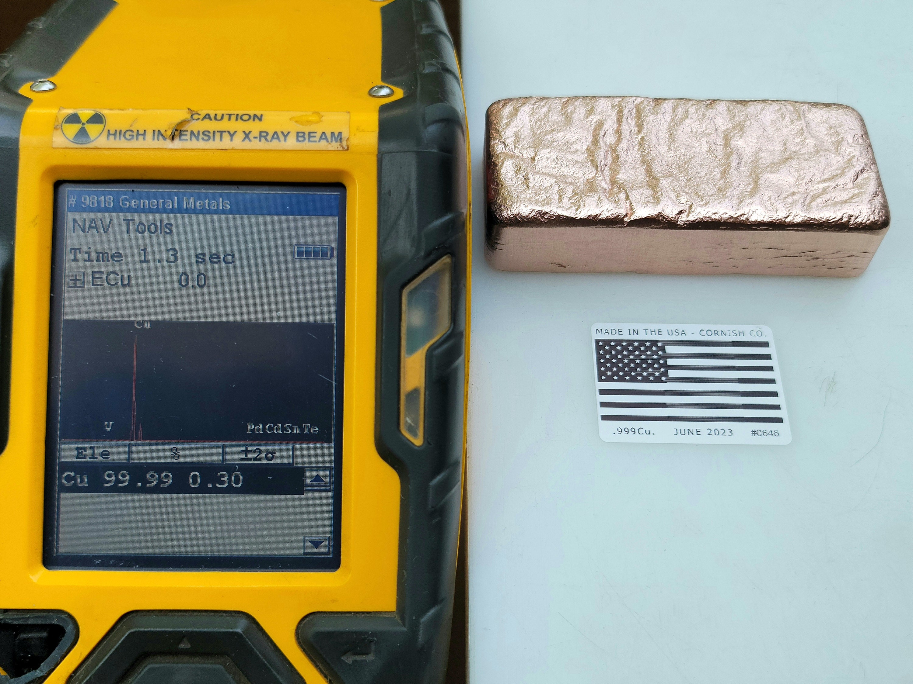 Copper Ingot - Exact Weight Stamped - 1/2lb (227g) Min. - XRF
