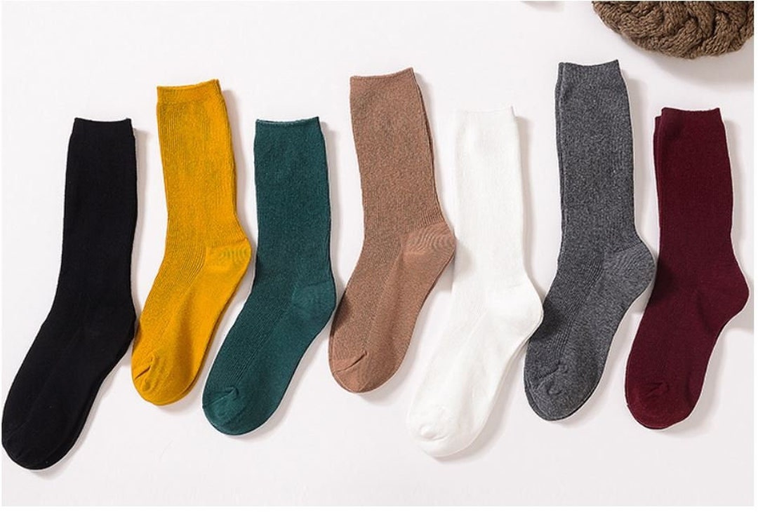 10 Solid Colors Women Cotton Blend Socks, Short Boot Socks, Soft Thin ...