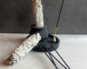 Kit de limpieza de caldero de cemento con 5 inciensos y 2 salvias blancas