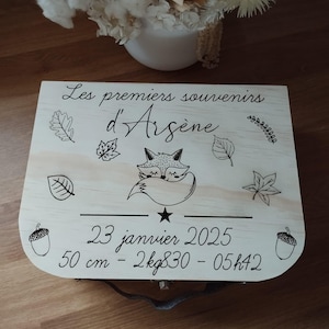 Personalized wooden birth memory box / suitcase
