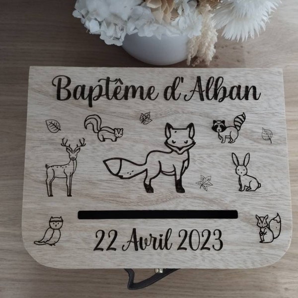 Urne baptême, mariage, anniversaire en bois personnalisée