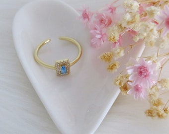 Blue Zircon Ring, 18k Gold Blue Zircon Ring, Women ring for gift, Delicate Gold Blue Zircon Ring, 928 Sterling Silver Ring with Blue Zircon