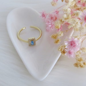 Blue Zircon Ring, 18k Gold Blue Zircon Ring, Women ring for gift, Delicate Gold Blue Zircon Ring, 928 Sterling Silver Ring with Blue Zircon