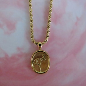 14K gold plated necklace with pendant,  Flower pendant necklace for women, Gift for her,  Stainless steel necklace pendant,