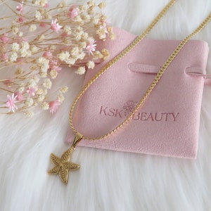 Gold Starfish Pendant, Women Summer Jewelry, Starfish Necklace, Sea Star Necklace, Gift for Her,  18K Gold Plated Necklace,