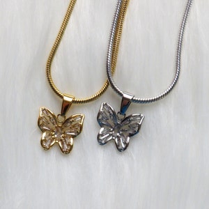 18k Gold Plated Butterfly Necklace, Gold Butterfly Necklace, Women Necklace, Gift for Her, Silver Necklace, Birthday Gift for Her,