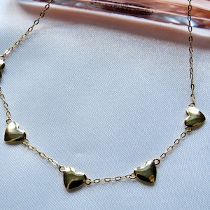 925 sterling silver 18k gold heart choker,  Heart choker necklace, Gift for her, Women heart choker,