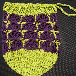 Shell Bag Crochet Pattern - Drawstring, Medium-Sized - Digital Download Only, Modern Crochet