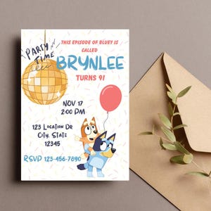 Bluey Birthday Invitation|Editable Bluey Party Invite|Bluey Theme Digital Download|Printable Birthday Invite for Kids|INSTANT DOWNLOAD