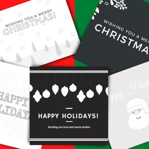 10 postales navideñas, postales para colorear para un toque personal, niños, adultos, anverso y reverso