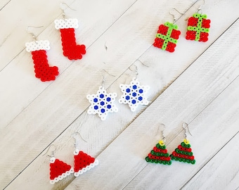 Christmas Perler Bead Dangle Earrings | Christmas Gifts for Her | Christmas Earrings | Christmas Jewelry | Perler Beads | Candy Canes