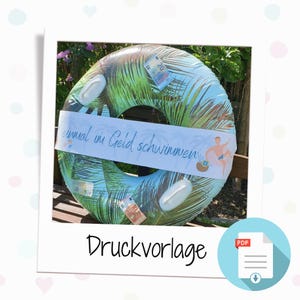 Geldgeschenk "Einmal im Geld Schwimmen" | Poolparty | Druckvorlage